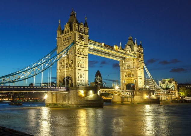Tower Bridge at night, London, UK